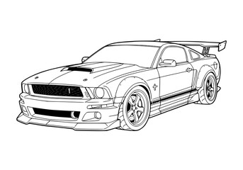 Vector illustration of a sport luxury automobile with a fast, modern design. coloring page for kids