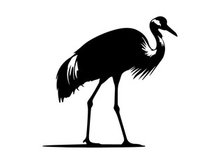 Crane silhouette on white background side views side view.