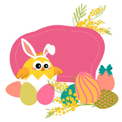 Happy chicken and eggs collection for easter party, Emodji for your collection. Vector illustration