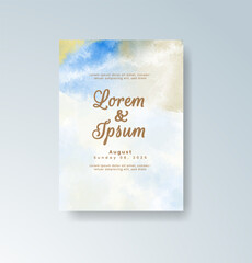 Wedding invitation with abstract watercolor background