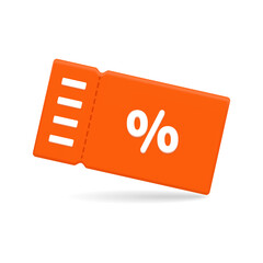 The coupon icon with a percentage sign is isolated on a white background. 