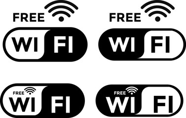 Free wifi zone icon set. Wireless connection icon. internet spot designation. Network wifi business concept. Radio waves signal
