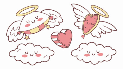 Seamless pattern with cute cartoon bunnies and rabbits, clouds, hearts, and flowers, perfect for baby and kids' designs, Valentine's Day, or birthday cards