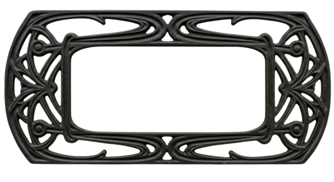 Black Art Nouveau Decorative Rectangular Frame Isolated Vector Graphic Element