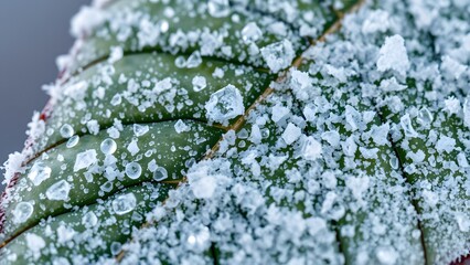 Frost Crystals on Leaf in Sharp Macro &ndash; High-Resolution Winter Close-Up