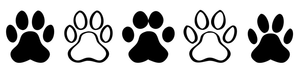 Paw print icon collection. Vector illustration.