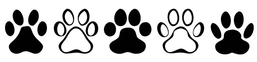 Paw print icon collection. Vector illustration.