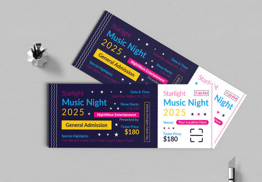 Music Concert Ticket Template Starlight Night 2025