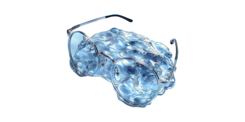 Glasses Ice-Like Surface. Conceptual Vision And Clarity Representation Isolated On Transparent Background