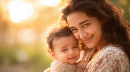 Obraz premium happy mother holding baby