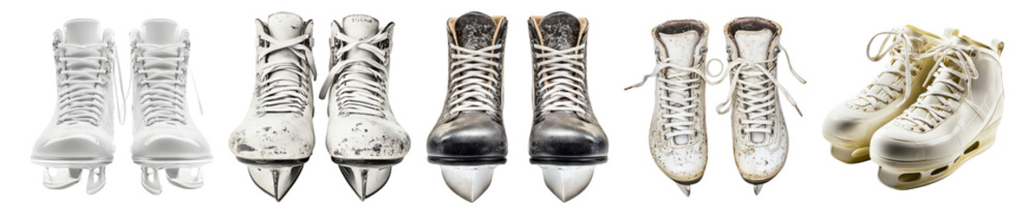 Various Ice Skates in Different Styles and Colors for Winter Sports, Isolated on Transparent, white background