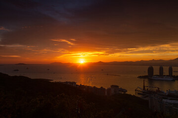 Sunset over the sea from Hainan Island