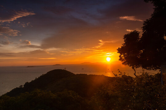 Sunset over the sea from Hainan Island