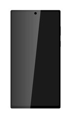 Realistic modern smart phone with glossy black screen. 