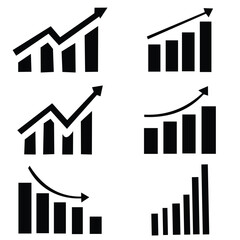 Growing graph icon set.  chart icon.