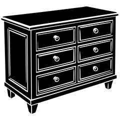 Fototapeta premium Black and white dresser with six drawers for storage at home