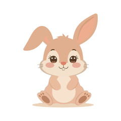 Adorable Little Rabbit Character Clipart in Flat Style for Children Projects