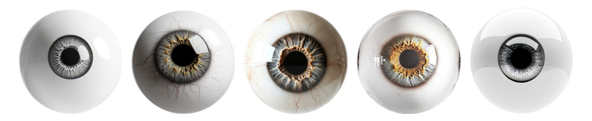 Close-Up View of Human Eyes with Diverse Colors and Textures, Isolated on Transparent, white background