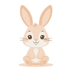 Obraz premium Cute Cartoon Baby Bunny Sitting with Smiling Face for Kids Illustration Design