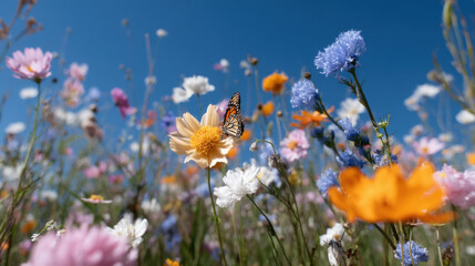 colorful flower with butterfly