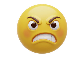 Isolated Angry Yellow Emoji with Frowning Face