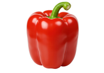 Isolated Vibrant Red Bell Pepper with Green Stem