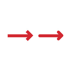 Set of Red Arrows Flat and Rounded Design on White Background. Minimal red arrows set for UI, infographics, navigation, or graphic elements.