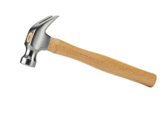 Isolated Metal Claw Hammer with Wooden Handle