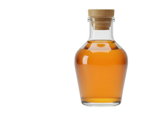 Isolated Glass Bottle with Cork and Amber Liquid