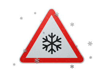 Isolated Winter Weather Warning Sign Snowflake Symbol
