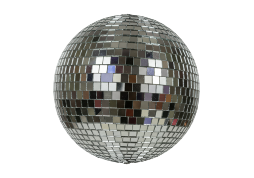 Isolated Silver Disco Ball Reflecting Light