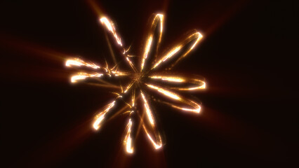 Radiant golden energy loops intertwine in a mesmerizing abstract formation on a dark background