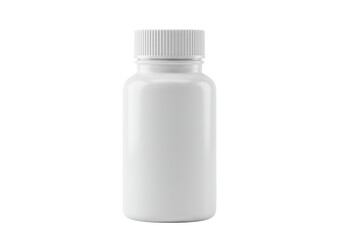 Isolated White Plastic Pill Bottle Container with Cap