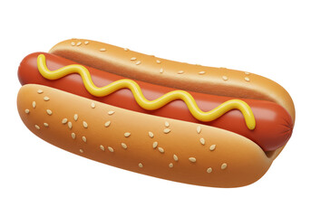Isolated Delicious Hot Dog with Mustard Topping