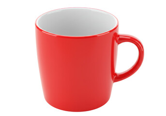 Isolated Bright Red Ceramic Coffee Mug