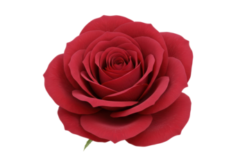 Isolated Velvet Red Rose in Full Bloom