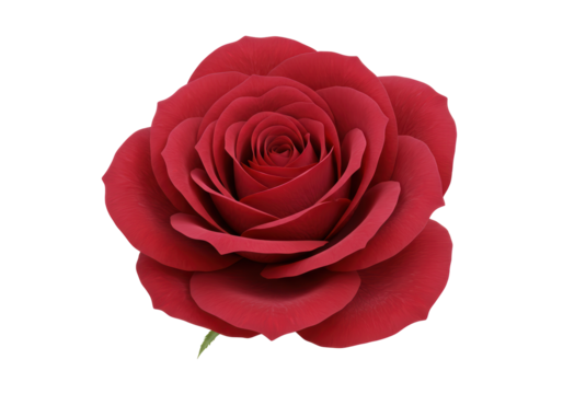 Isolated Velvet Red Rose in Full Bloom