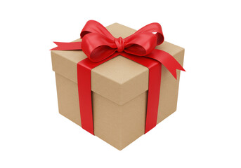 Obraz premium Isolated Square Gift Box with Red Ribbon and Bow