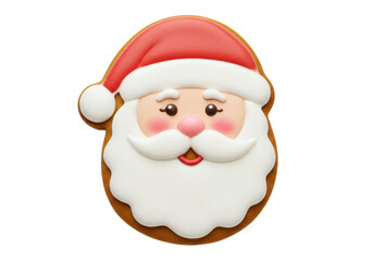 Isolated Smiling Santa Claus Gingerbread Cookie