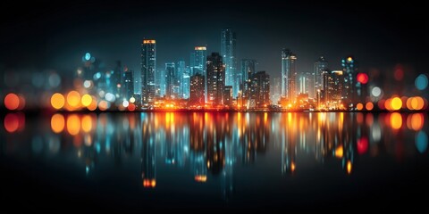 Night City Skyline Reflection