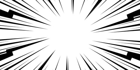 Obraz premium Comic zoom burst background in black and white colour vector illustrator.