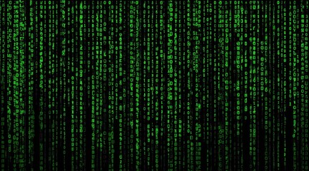 Green code cascading on black background