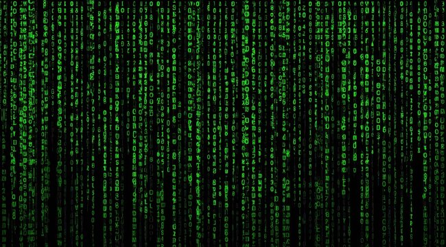 Green code cascading on black background