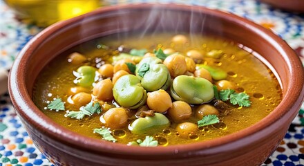 Hearty Chickpea & Green Broad Bean Moroccan Soup
