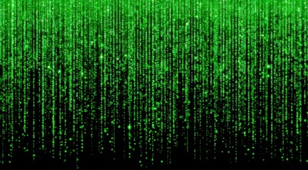 Green digital rain on black