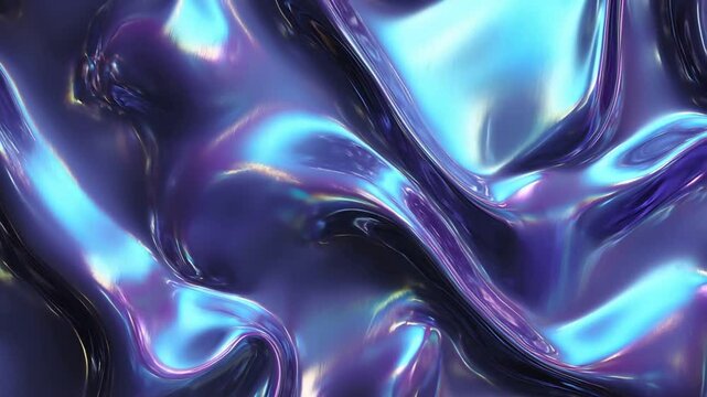 Abstract Iridescent Liquid Background with Blue and Purple Hues