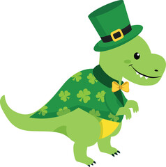 Adorable Green T-Rex in Leprechaun Costume for St. Patrick's Day