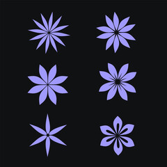 geometric flower silhouettes with pointed and rounded petals, ideal for decorative elements or vector icons