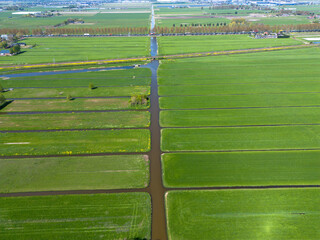 Meadows, fields and roads in the Middengebied area where new village Cortelande will arise