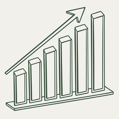 Flat bar chart illustration five data points